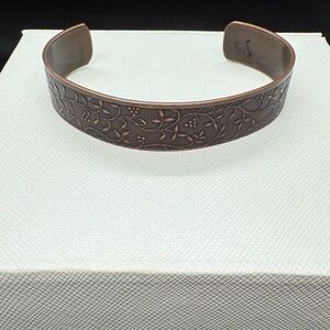 Floral Engraved Copper Bracelet
